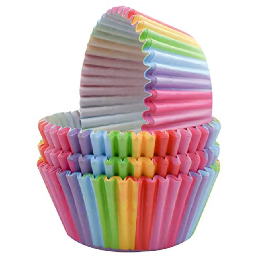 Paper Straw Color - 100 Pack Rainbow Cupcake Liners -