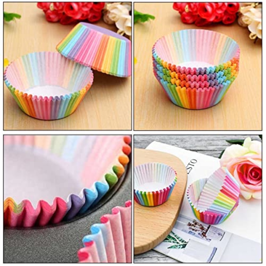 100 Pack Rainbow Cupcake Liner – обзор и цена Paper Straw Color