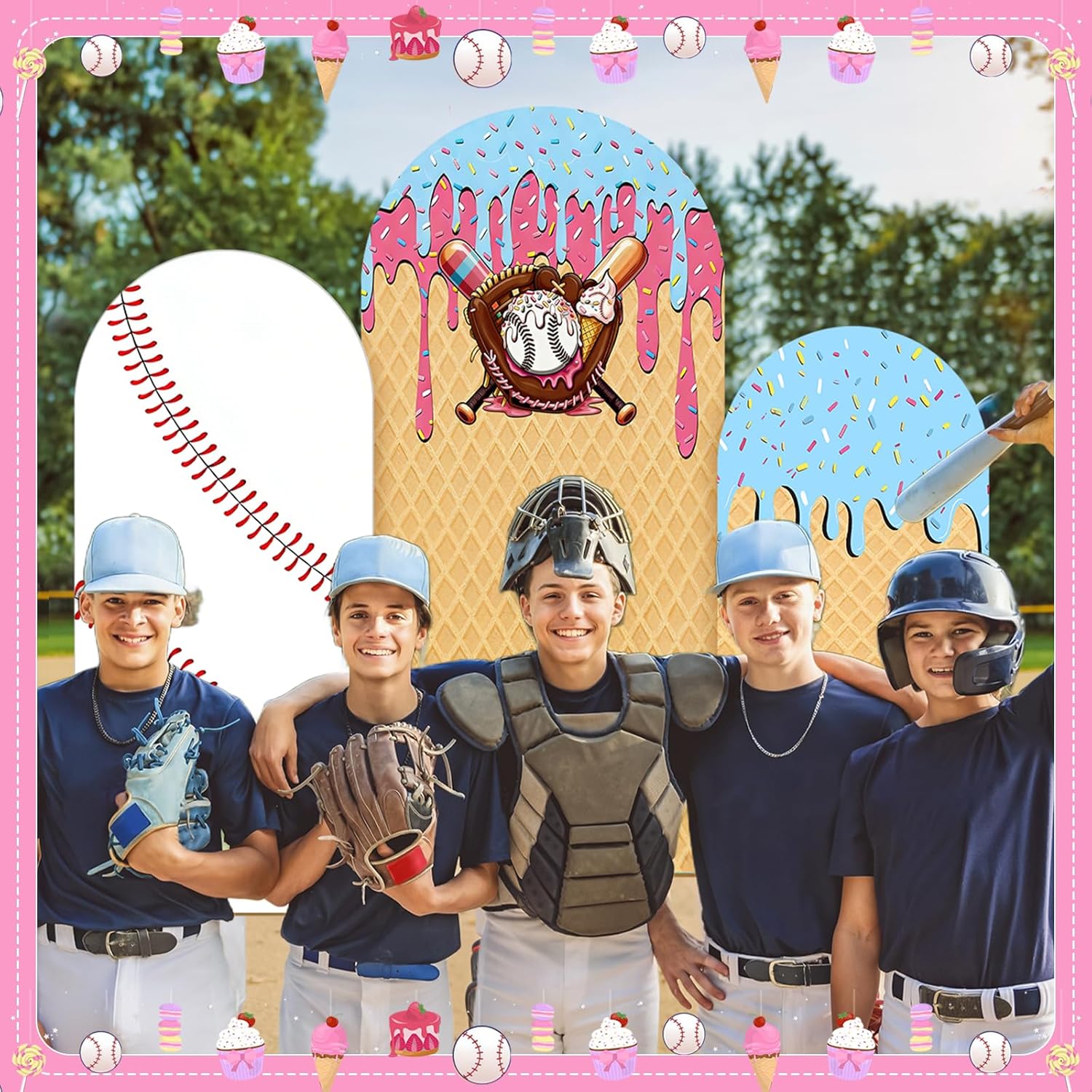 Baseball Ice Cream Drip Arch B – обзор и цена Dessert Table Backdrop