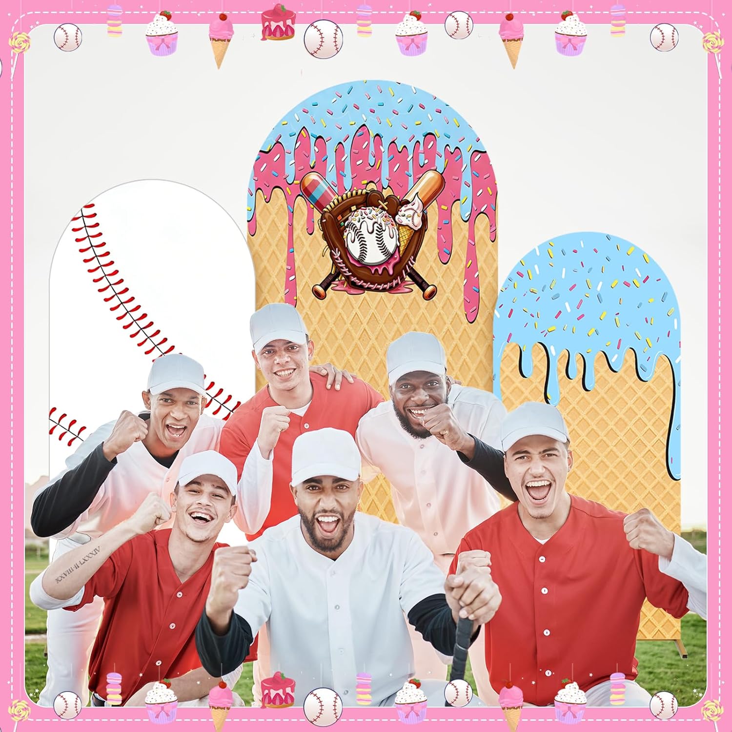 Baseball Ice Cream Drip Arch B – обзор и цена Dessert Table Backdrop