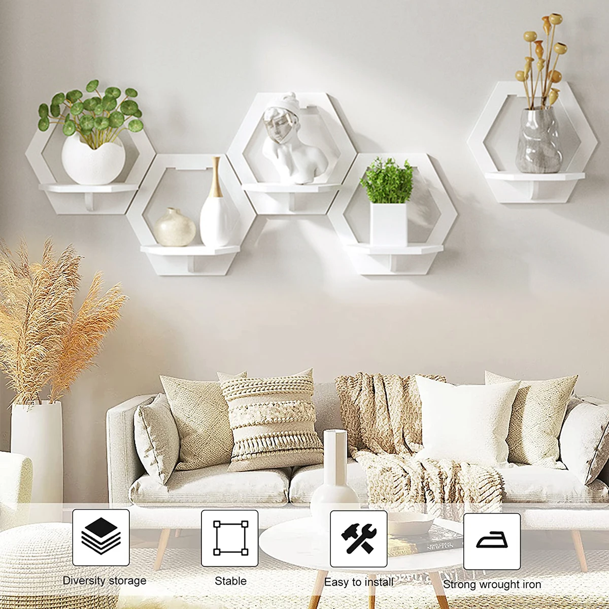 3Pcs Hexagon Wall Shelf Punch  – обзор и цена Flower Wall Panel