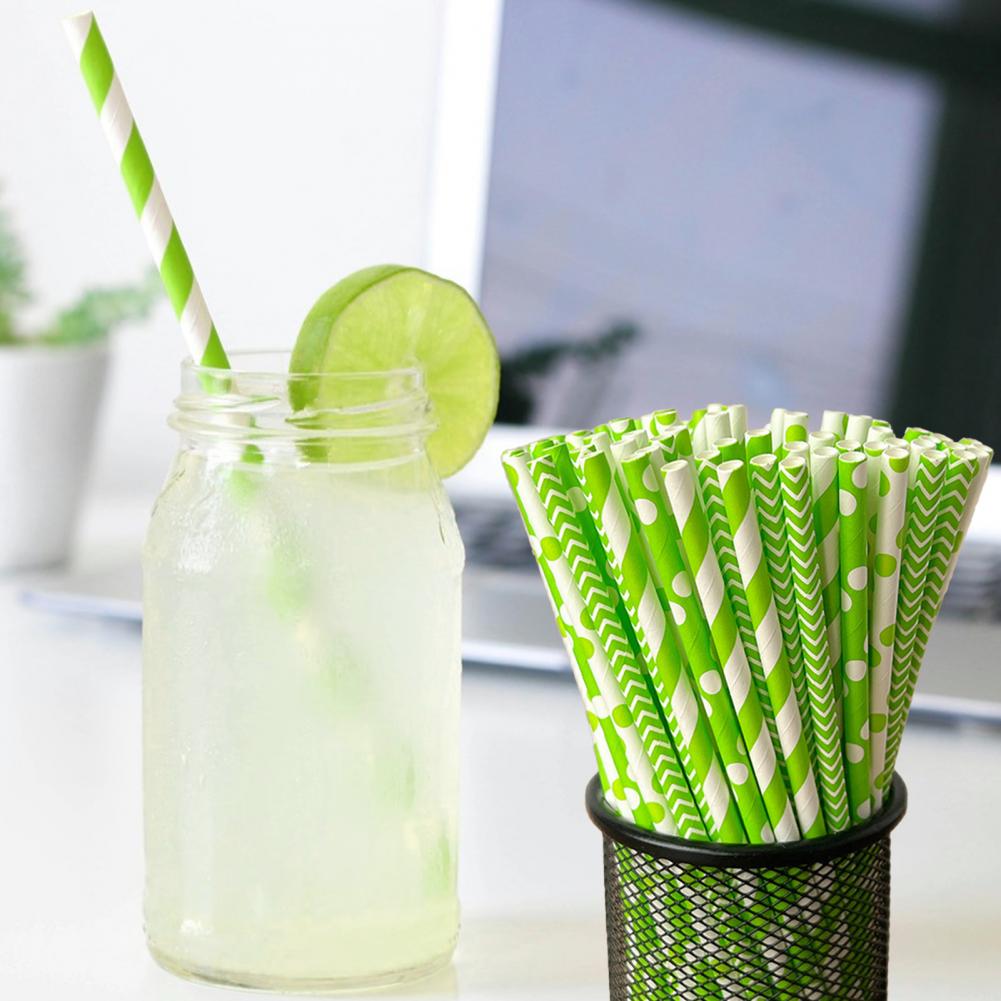 100Pcs Colorful Striped Print  – обзор и цена Paper Straw Color