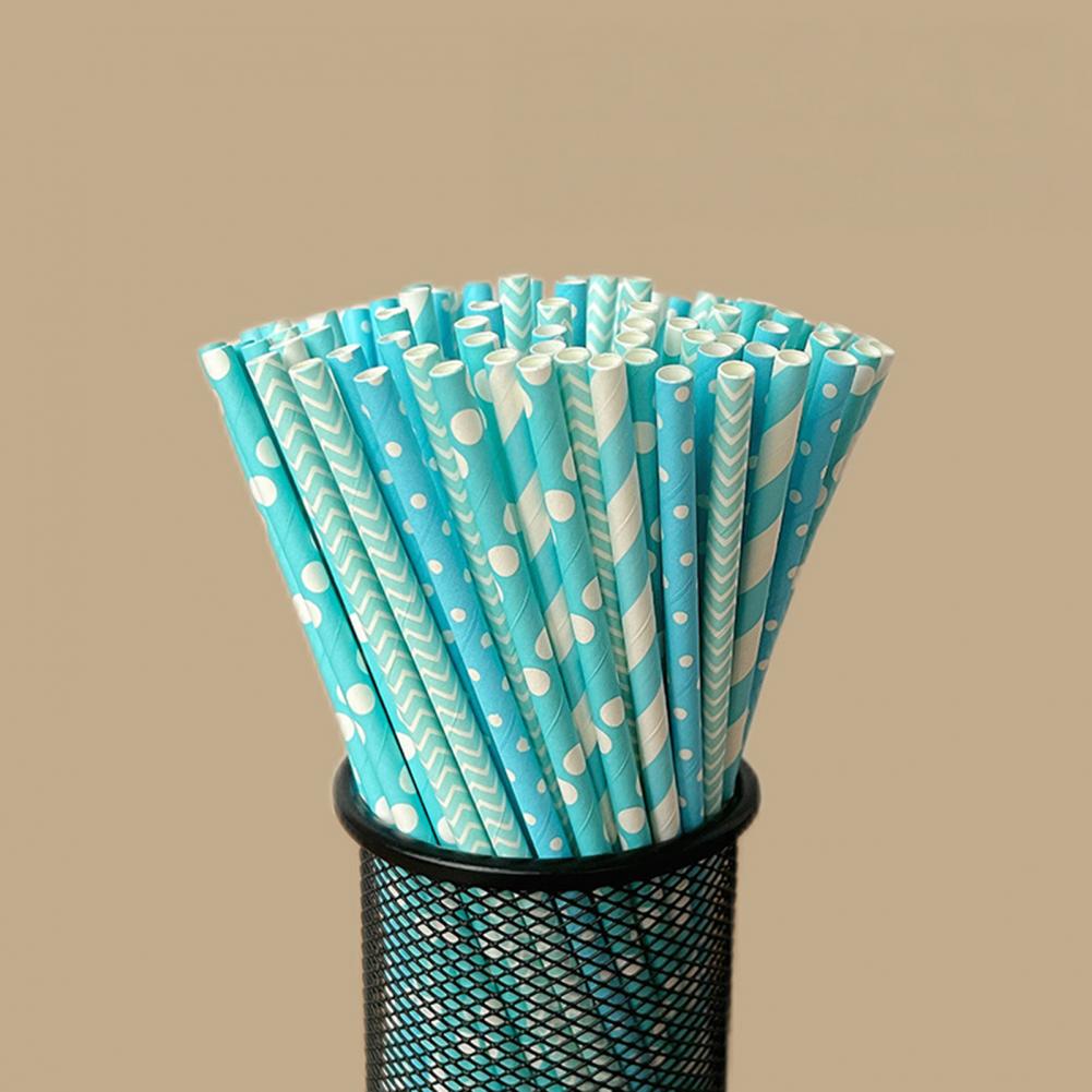 100Pcs Colorful Striped Print  – обзор и цена Paper Straw Color