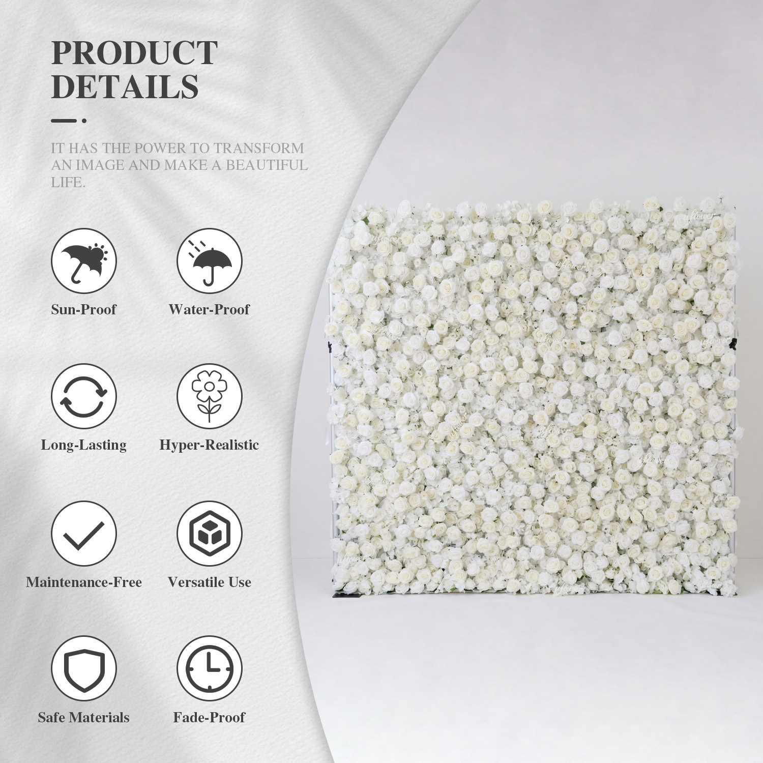 Uflower Silk Rose Wedding Home – обзор и цена Flower Wall Panel