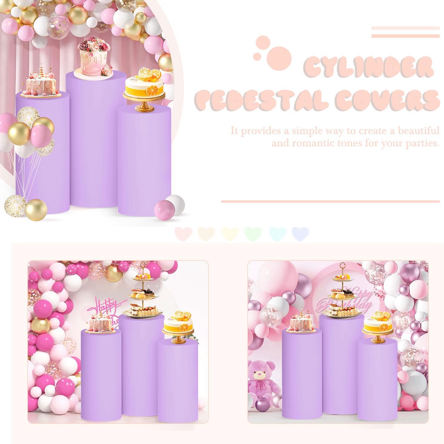 Yeele Purple Cylinder Stand Co – обзор и цена Dessert Table Backdrop