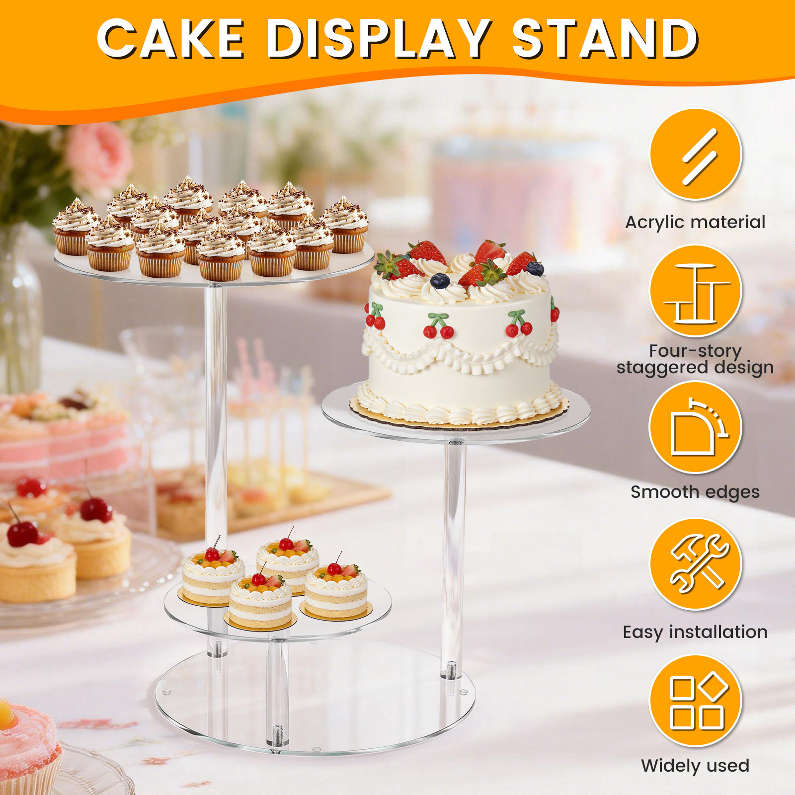 4 Tier Cake Stand Acrylic Tran – обзор и цена Cupcake Stand Tier
