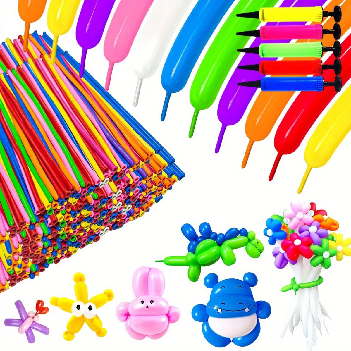 50/100pcs Colorful Long Latex  – обзор и цена Balloon Pump Hand