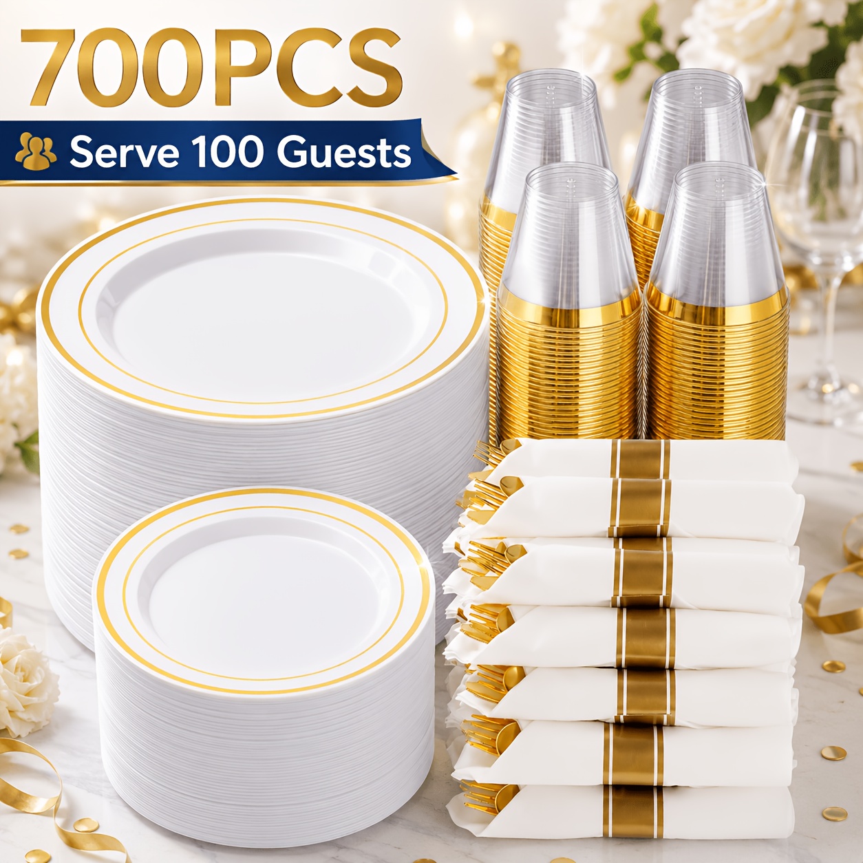 700-Piece Elegant Golden-Trimm – обзор и цена Napkin Folding Set