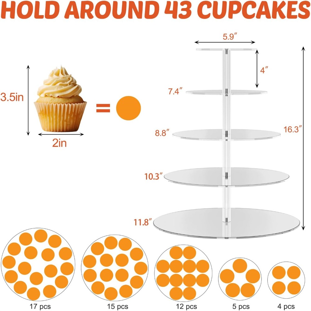 1pack 3/4/5 Tier Acrylic Round – обзор и цена Cupcake Stand Tier