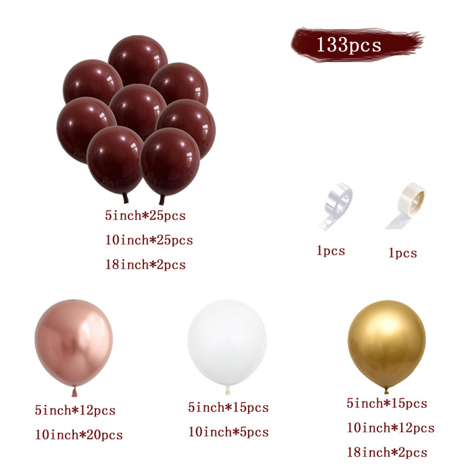 Garnet Balloon Set Garland Arc – обзор и цена Party Event Supplier